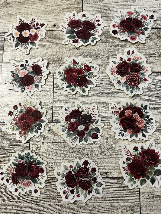 Burgundy roses stickers